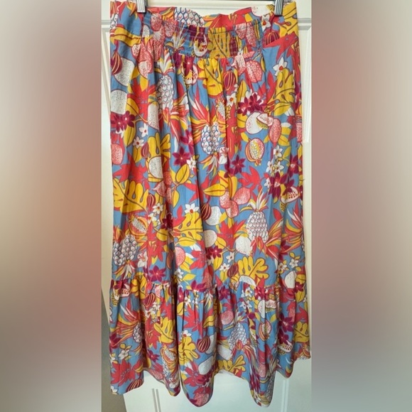 NWT TALBOTS FRUITS AND FLOWERS POPLIN
TIERED MAXI SKIRT SIZE LARGE - Picture 7 of 8